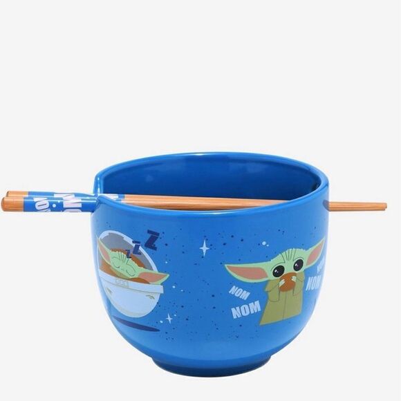 Disney Star Wars The Mandalorian The Child Baby Yoda Ramen Bowl with Chopsticks - Picture 9 of 9